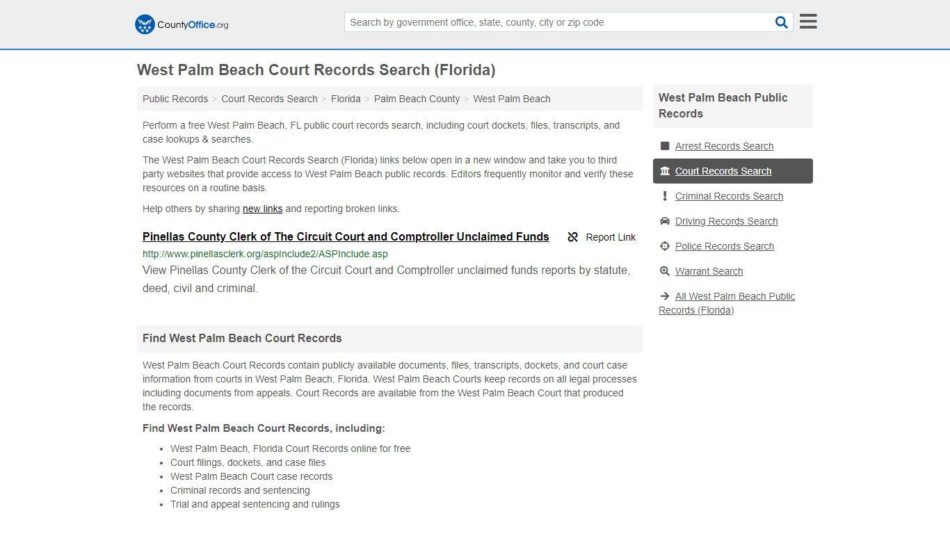 West Palm Beach Court Records Search (Florida) - County Office